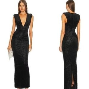 Michael Costello Black Velvet Maxi Dress